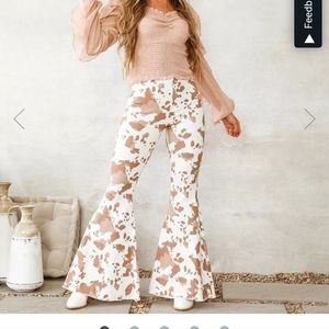 Cow print flare pants